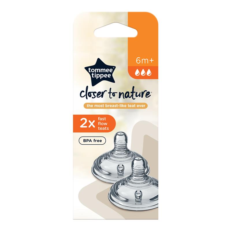 Tommee Tippee Closer To Nature Fast Flow Teats (6m+) 2pcs