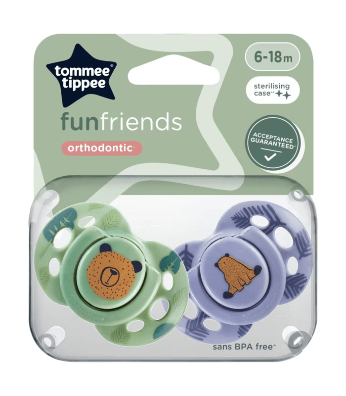 Tommee Tippee Fun Friends Orthodontic Soothers (6-18 Months)- 2Pcs