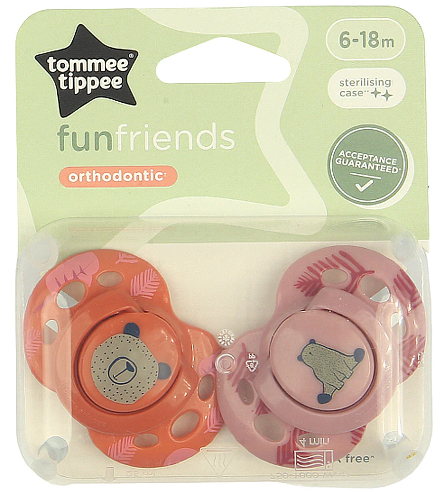 Tommee Tippee Fun Friends Orthodontic Soothers (6-18 Months)- 2Pcs