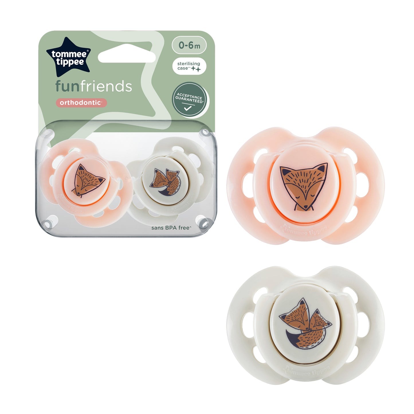 Tommee Tippee Fun Friends Soothers (0-6 Months)- 2Pcs