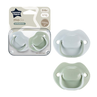 Tommee Tippee Moda Soothers (0-6 Months) Blue- 2Pcs