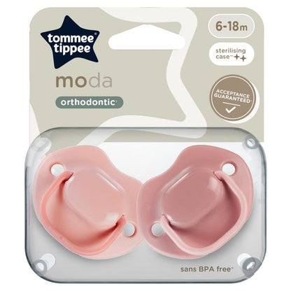 Tommee Tippee Moda Soothers (6-18 Months) Pink- 2Pcs