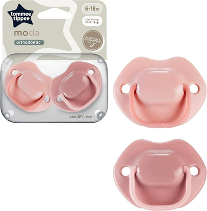 Tommee Tippee Moda Soothers (6-18 Months) Pink- 2Pcs