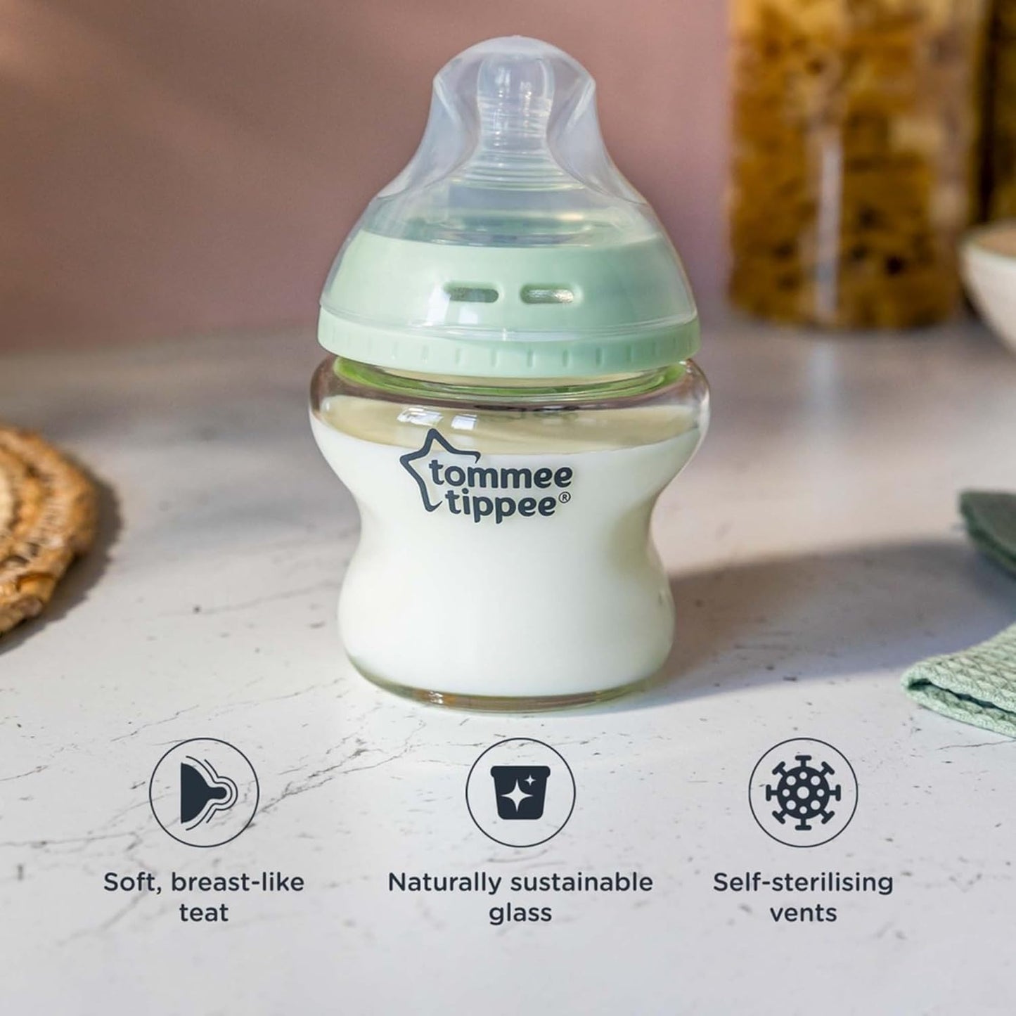 Tommee Tippee Natural Start Anti-Colic Glass Baby Bottle (0m+) 250ml