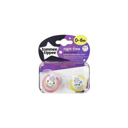 Tommee Tippee Night Time Soothers (0-6 Months)- 2Pcs