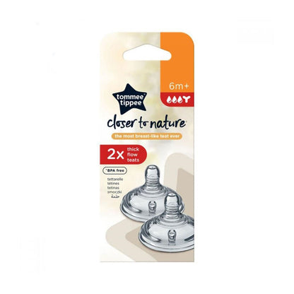 Tommee Tippee Closer To Nature Thick Flow Teats (6m+) 2pcs