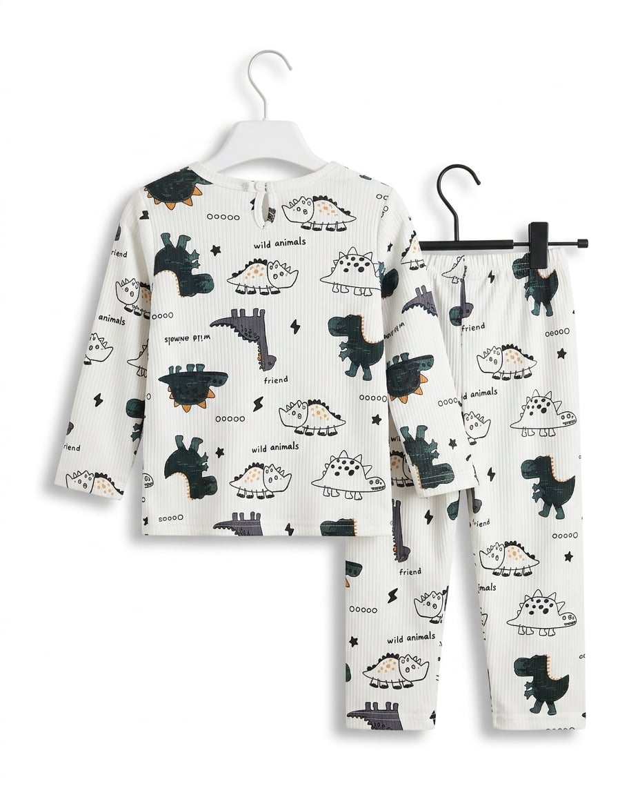 Wild Animals Print Ribbed Baby Nightsuit (UNX) 2-3y