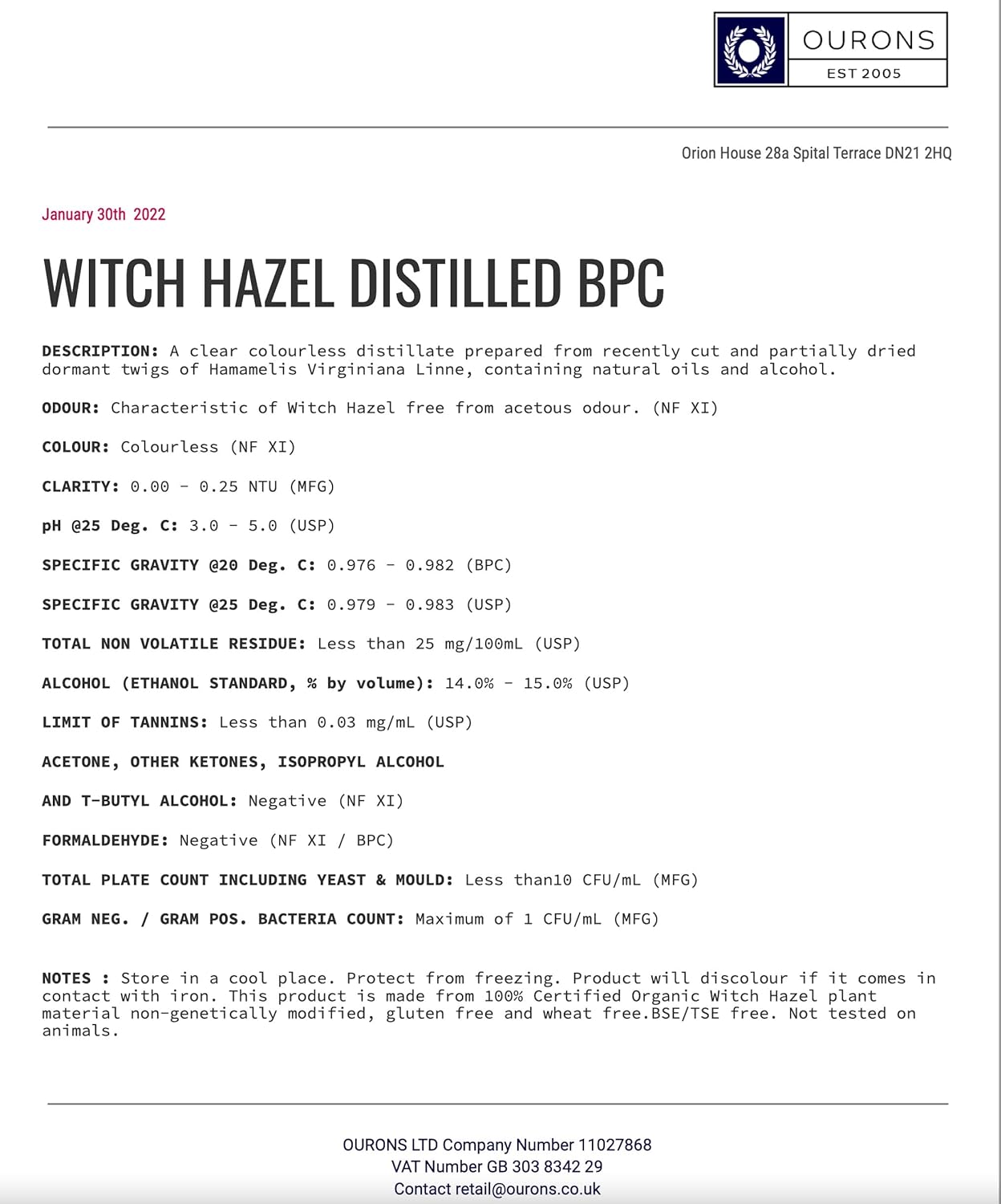 Witch Hazel Liquid 100ml