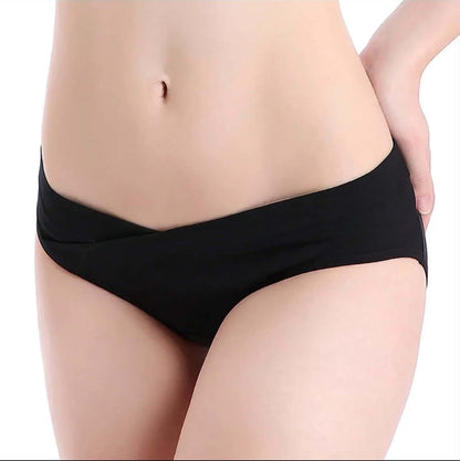Women's Low-Waist Crossover Cotton Panty- Classic Black