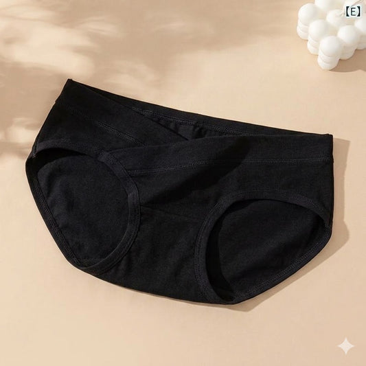 Women's Low-Waist Crossover Cotton Panty- Classic Black