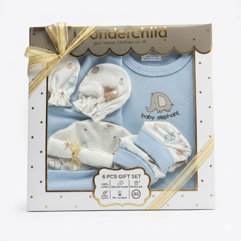 Wonderchild "Baby Elephant" Baby Gift Set (Pastel Blue) - 6pcs