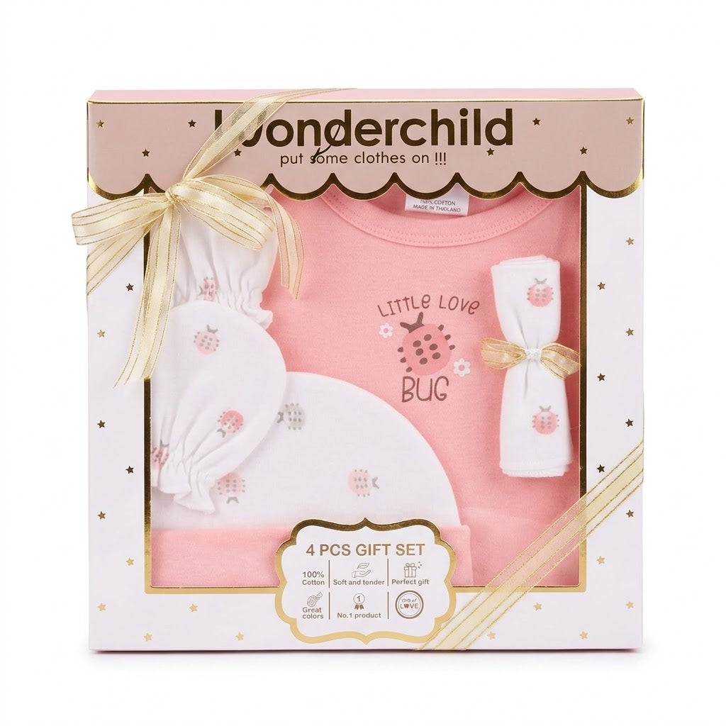 Wonderchild "Little Love Bug" Baby Gift Set (Salmon Pink) - 4pcs