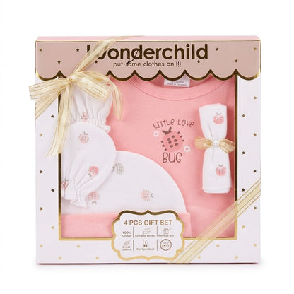 Wonderchild "Little Love Bug" Baby Gift Set (Salmon Pink) - 4pcs