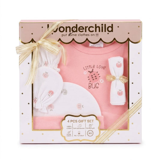 Wonderchild "Little Love Bug" Baby Gift Set (Salmon Pink) - 4pcs