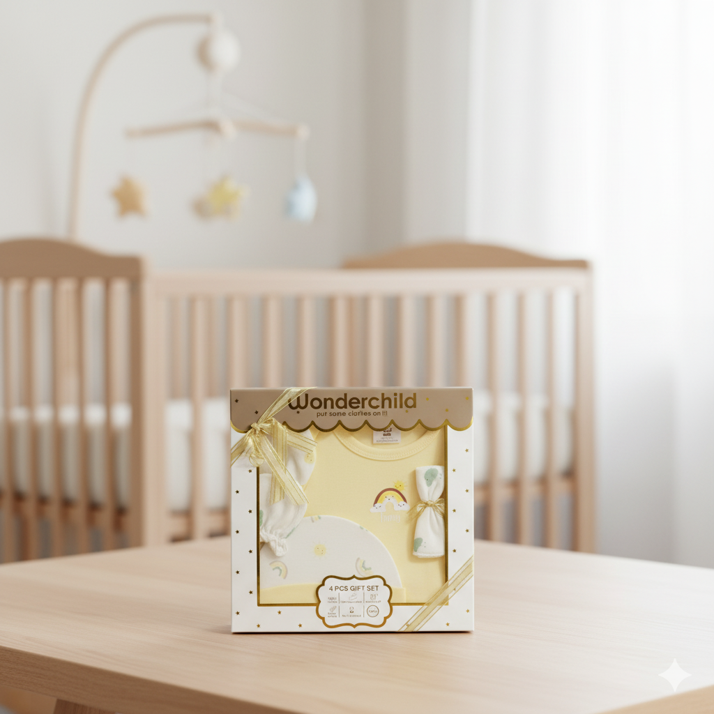 Wonderchild Rainbow & Sunshine Baby Gift Set (Yellow) - 4pcs
