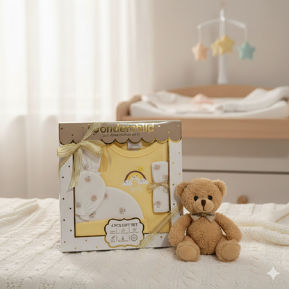 Wonderchild Rainbow & Sunshine Baby Gift Set (Yellow) - 4pcs