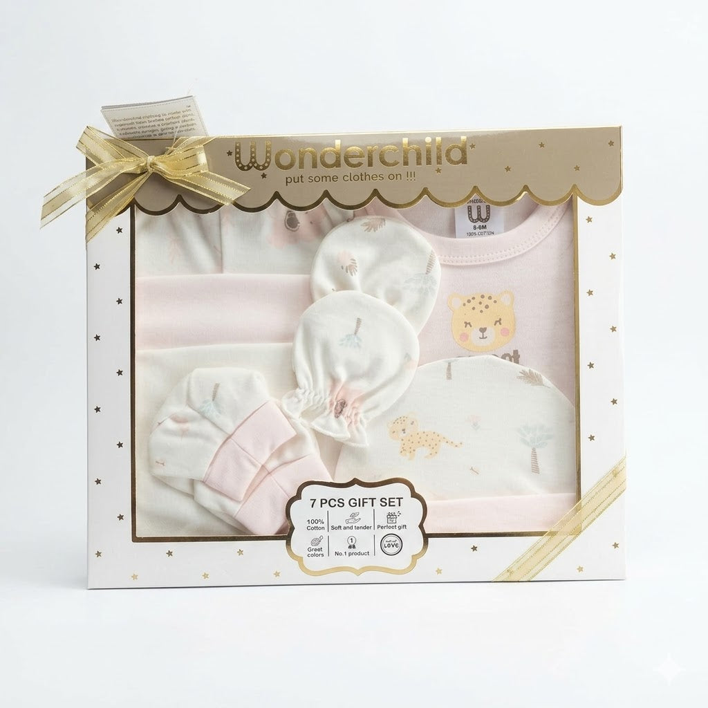 Wonderchild "Sweet Cheetah" Baby Gift Set (Light Pink) - 7pcs