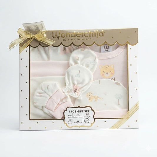 Wonderchild "Sweet Cheetah" Baby Gift Set (Light Pink) - 7pcs