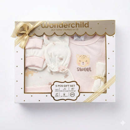 Wonderchild "Sweet Cheetah" Baby Gift Set (Pink) - 5pcs