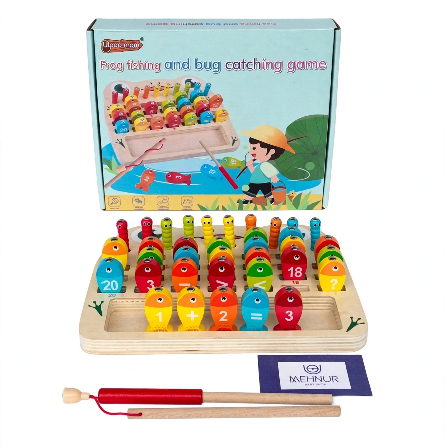 Wood Mom Wooden Fishing & Bug Catching Math Game (3Y+)