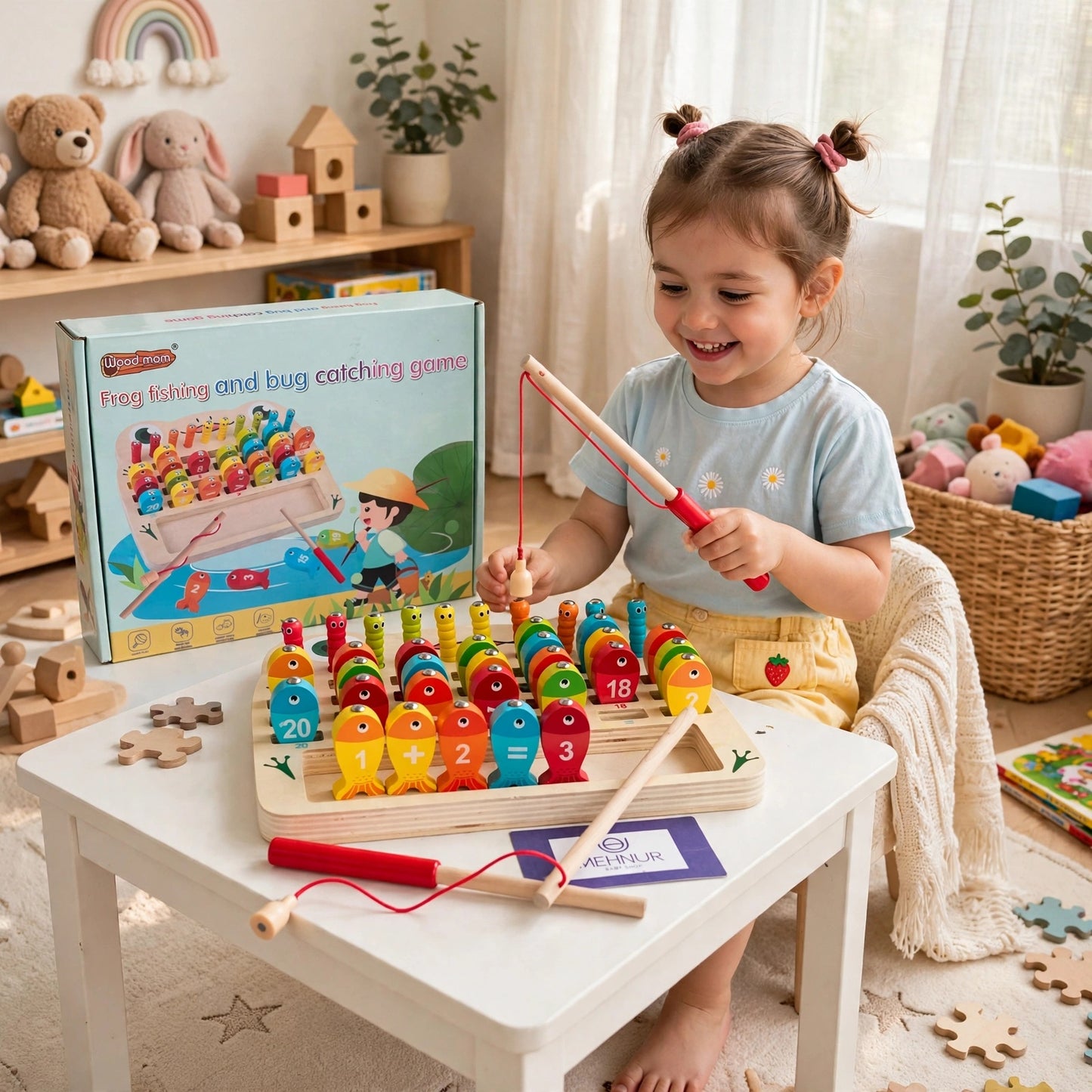 Wood Mom Wooden Fishing & Bug Catching Math Game (3Y+)