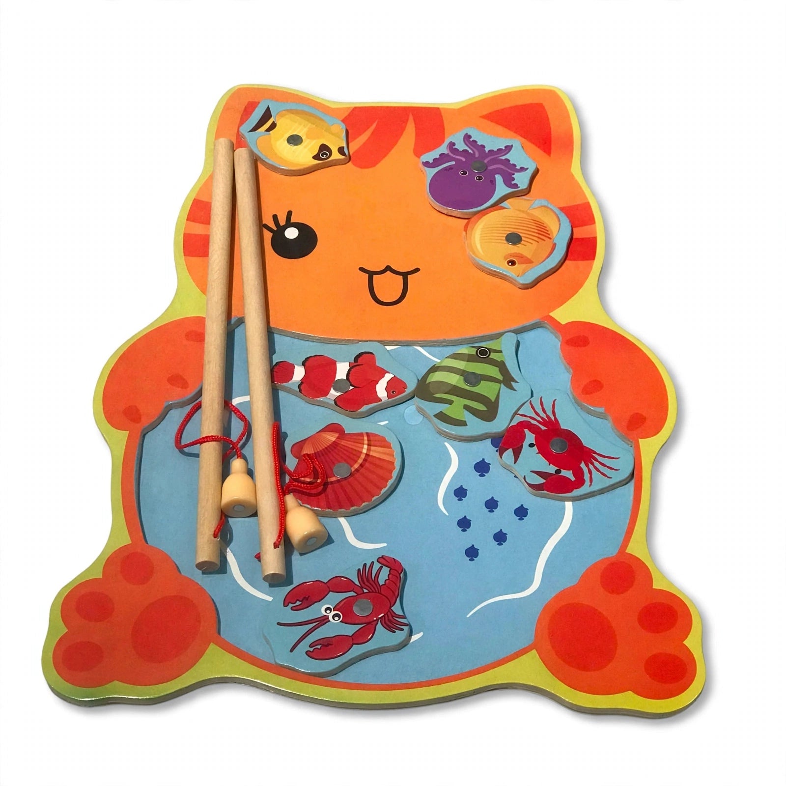 Wooden Cat Magnetic Fishing Toy Set (2Y+)