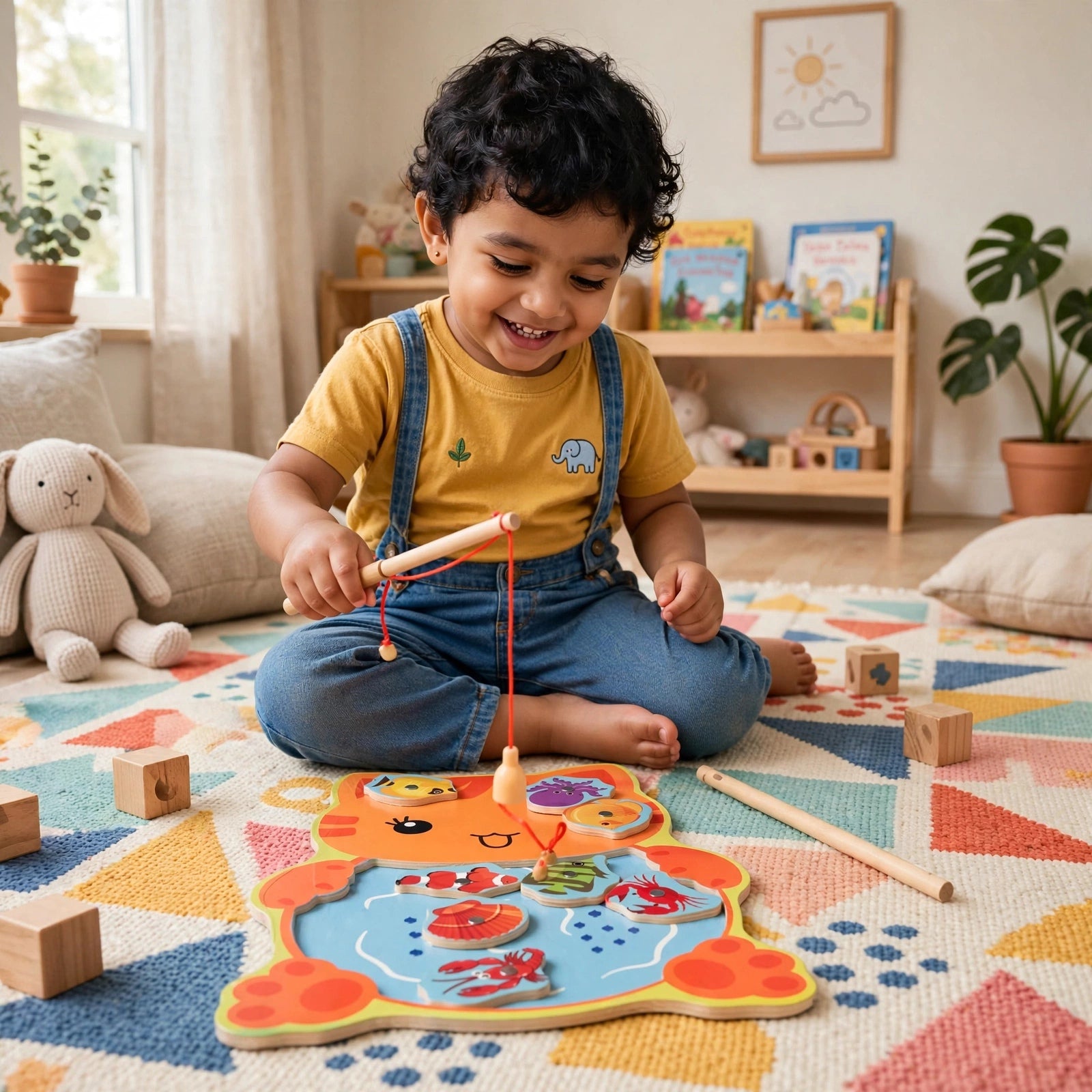 Wooden Cat Magnetic Fishing Toy Set (2Y+)