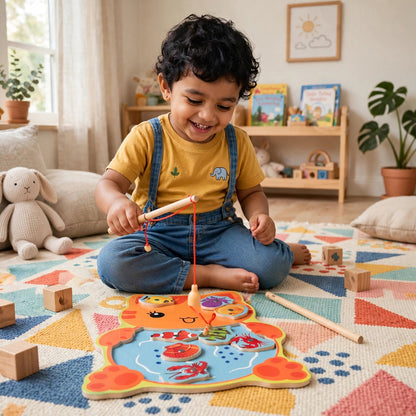 Wooden Cat Magnetic Fishing Toy Set (2Y+)