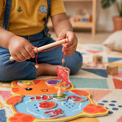 Wooden Cat Magnetic Fishing Toy Set (2Y+)