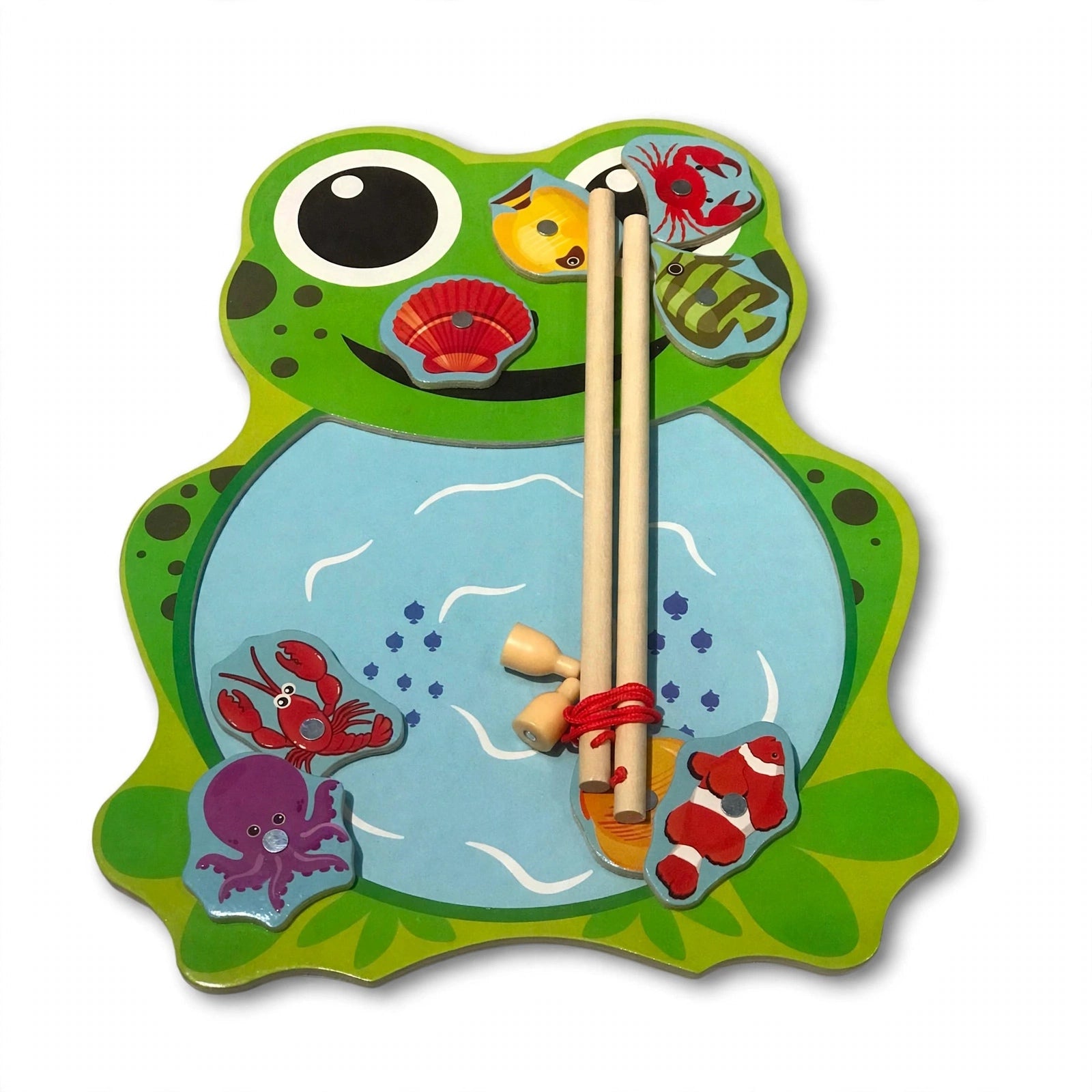 Wooden Frog Magnetic Fishing Toy Set (2Y+)