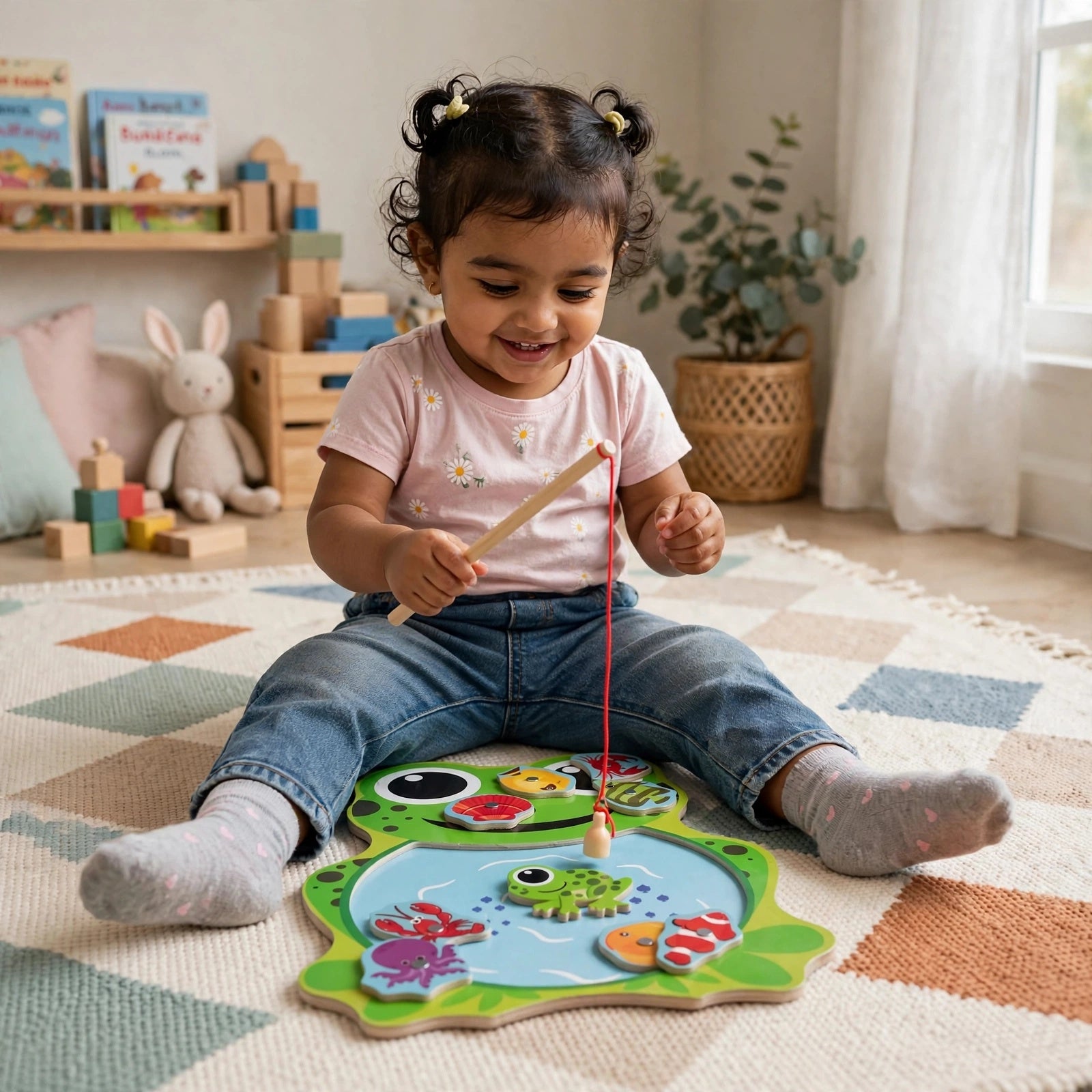 Wooden Frog Magnetic Fishing Toy Set (2Y+)