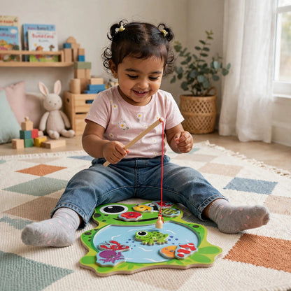 Wooden Frog Magnetic Fishing Toy Set (2Y+)