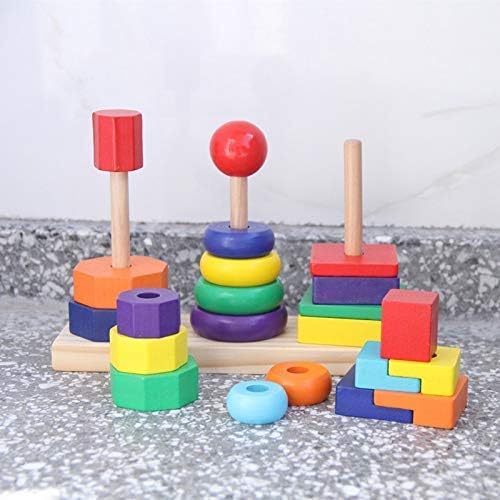 Wooden Rainbow Tower Three Column Shape Set 24M+