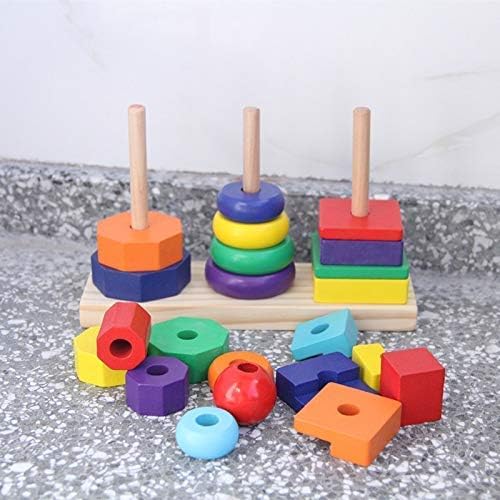 Wooden Rainbow Tower Three Column Shape Set 24M+