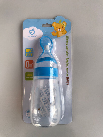 apple bear Silicone Extrusion Feeding Bottle With Spoon (0m+)