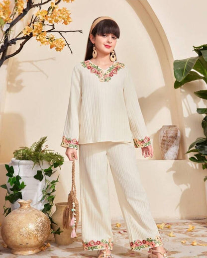 2pcs/Set Tween Girls Long Sleeve Shirt And Pants Set