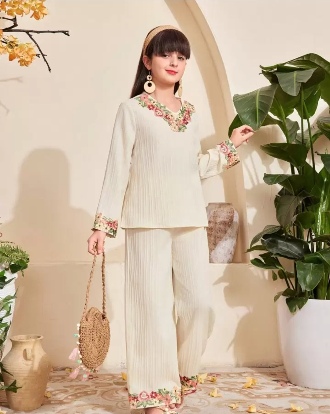 2pcs/Set Tween Girls Long Sleeve Shirt And Pants Set