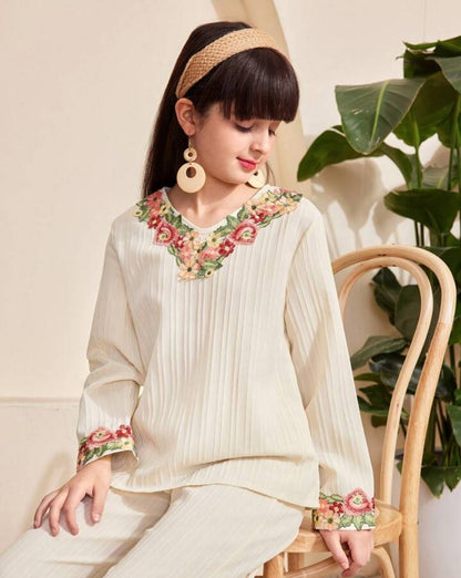 2pcs/Set Tween Girls Long Sleeve Shirt And Pants Set