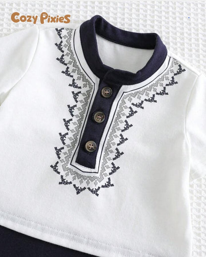 Newborn Baby Unisex Soft Knitted Colorblock Round Neck Short Sleeve Romper With Shorts