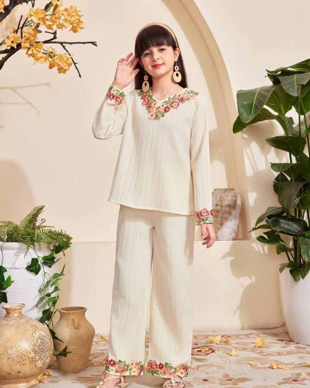 2pcs/Set Tween Girls Long Sleeve Shirt And Pants Set