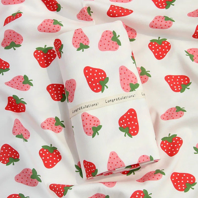 Cotton Newborn Baby Shawl Swaddle Plain Wrap Blanket- Strawberry Print