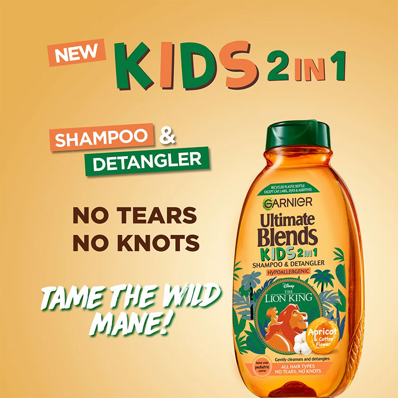 Garnier Ultimate Blends Kids 2 In 1 Shampoo & Detangler- Apricot & Cotton Flower 250ml