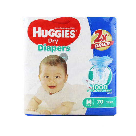Huggies Dry Baby Diapers Tape M – 70 pcs (6-11kg)