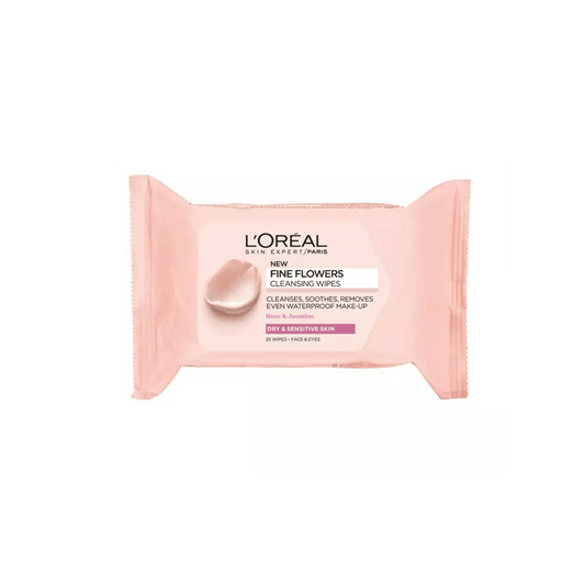 L'Oreal Fine Flowers Cleansing Wipes For Dry And Sensitive Skin- 25 Pcs