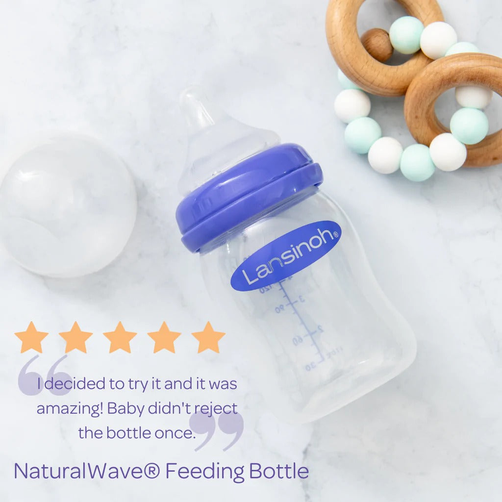 Lansinoh Feeding Bottle With Natural Wave Teat Slow Flow 160ml