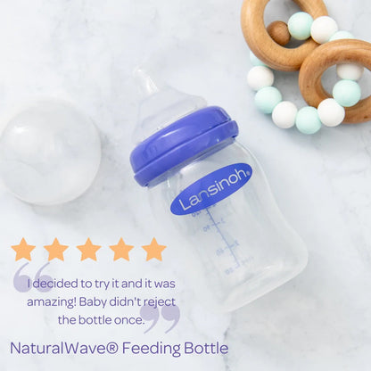 Lansinoh Feeding Bottle With Natural Wave Teat Slow Flow 160ml