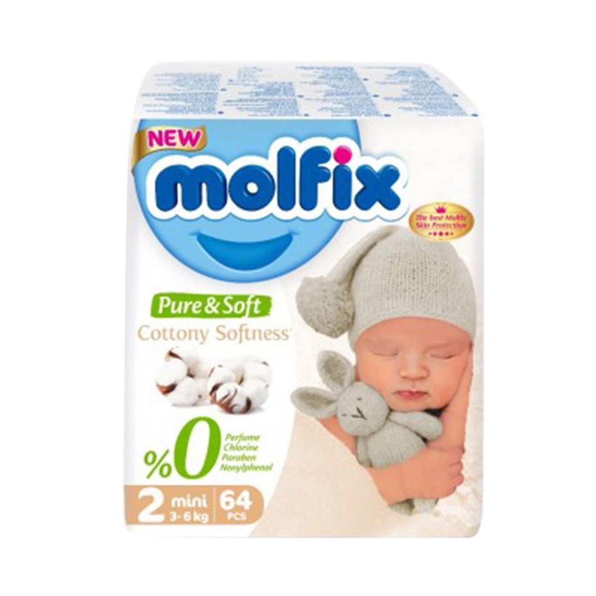 Molfix Pure & Soft Baby Diaper (3-6 kg) 64 pcs