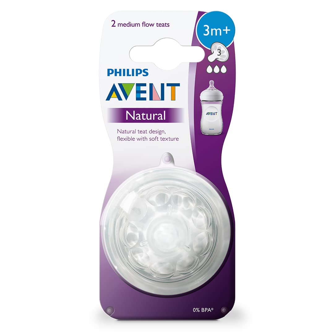 Philips Avent Natural Medium Flow Teats (3m+)- 2 Pcs SCF043/27