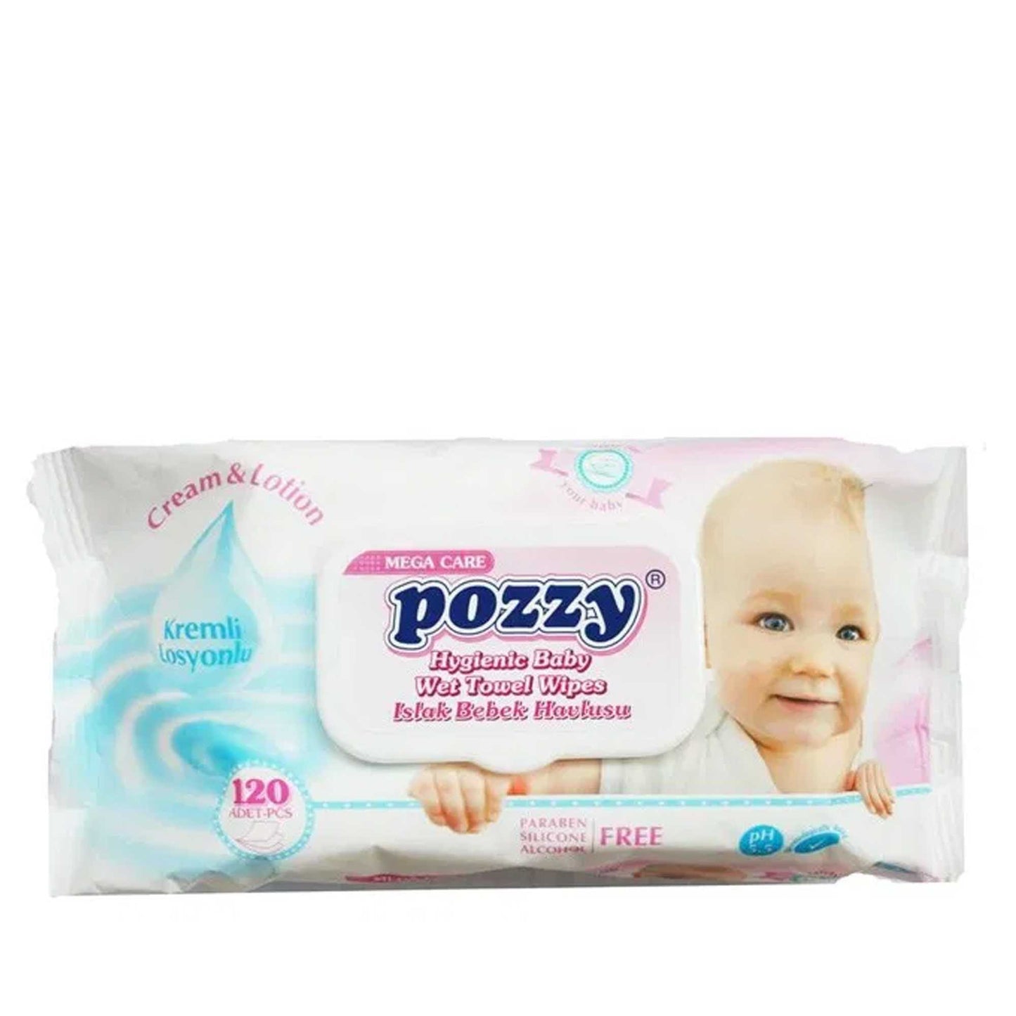 Pozzy Baby Wet Towel Wipes 120 Pcs