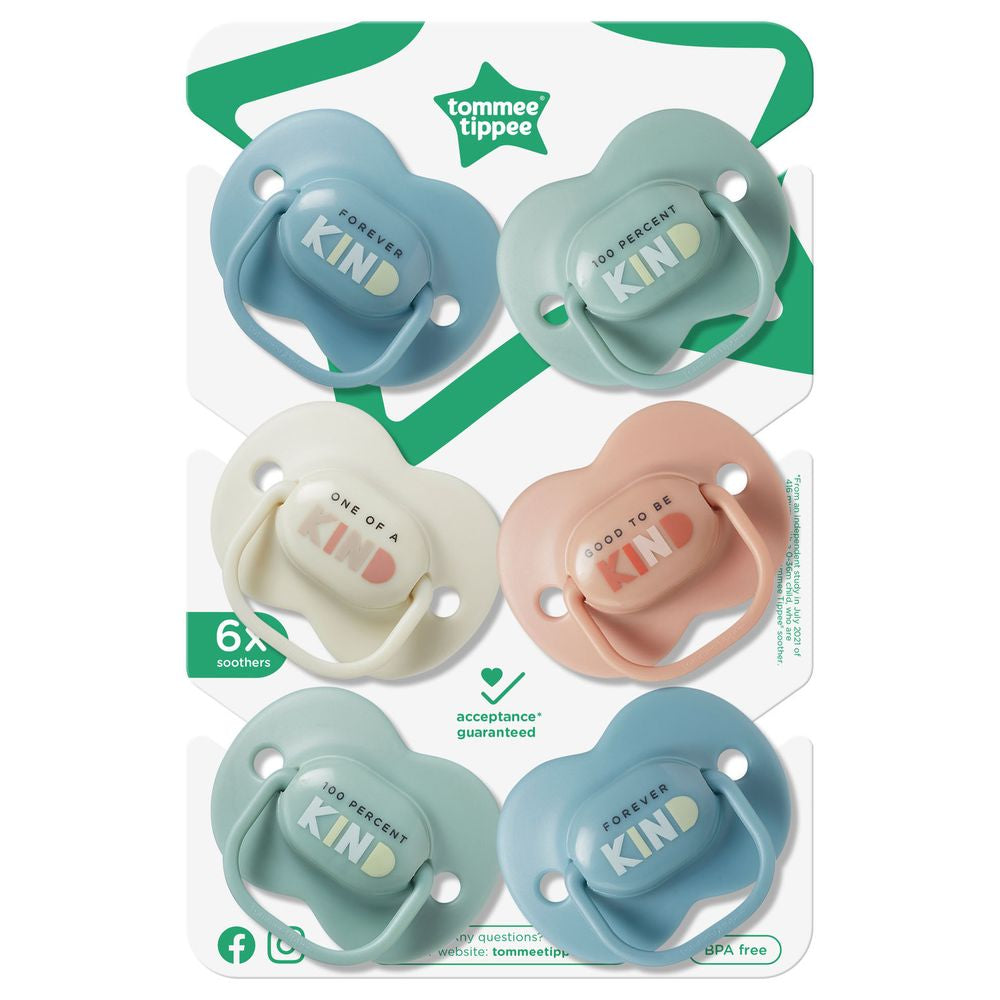 Tommee Tippee Anytime Soothers (6-18 Months), 6 Pcs